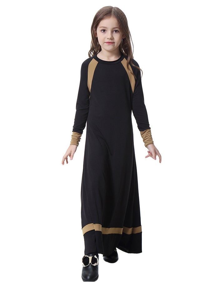 Ethnic Long Sleeves Arabian Jalabiya Black/Beige