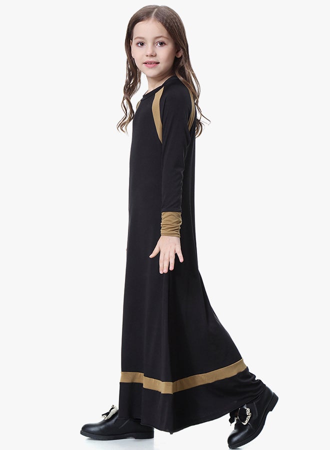 Ethnic Long Sleeves Arabian Jalabiya Black/Beige