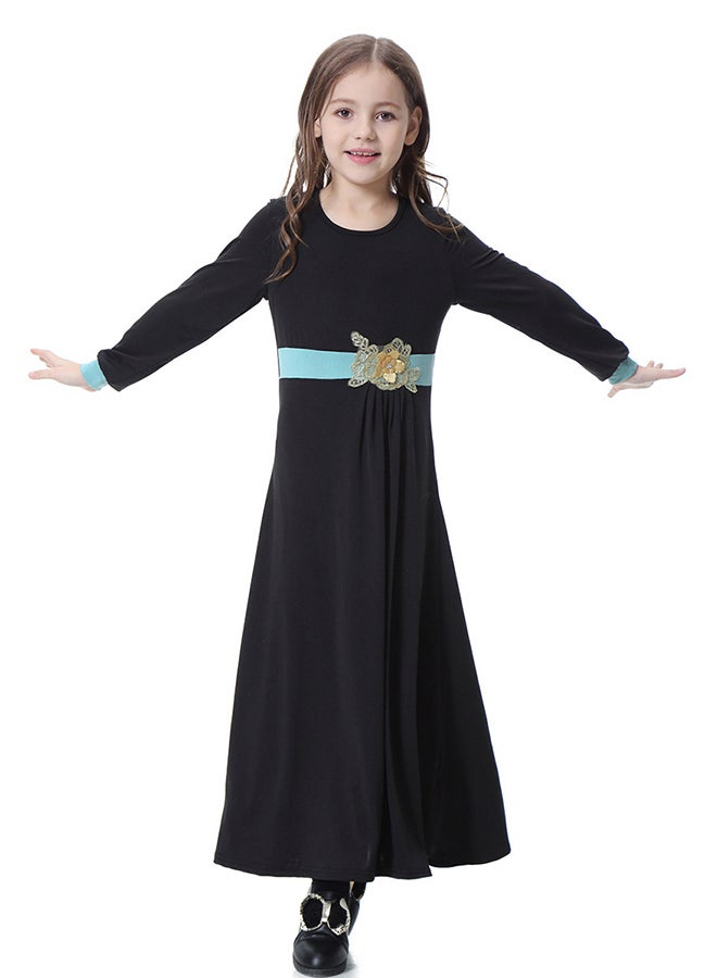 Ethnic Long Sleeves Arabian Jalabiya Black