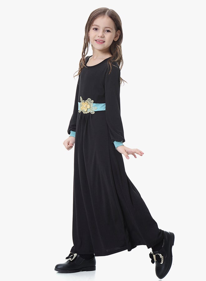 Ethnic Long Sleeves Arabian Jalabiya Black