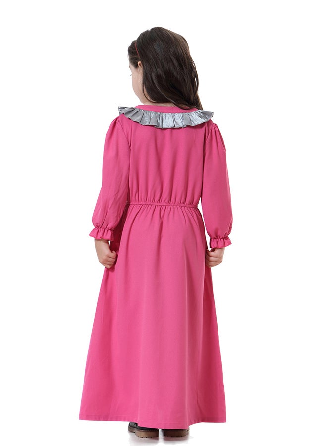 Balloon Sleeves Maxi Abaya Pink/Silver