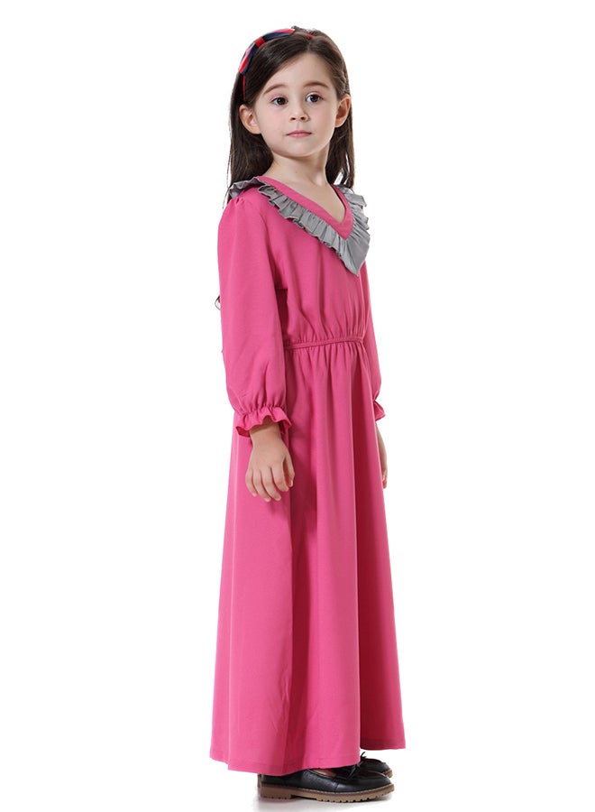 Balloon Sleeves Maxi Abaya Pink/Silver