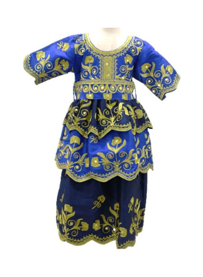 Al Darzy Bahraini Traditional Jalabiya Blue/Gold