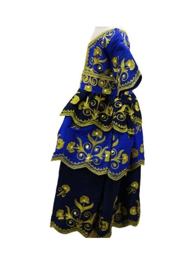 Al Darzy Bahraini Traditional Jalabiya Blue/Gold