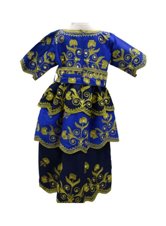 Al Darzy Bahraini Traditional Jalabiya Blue/Gold