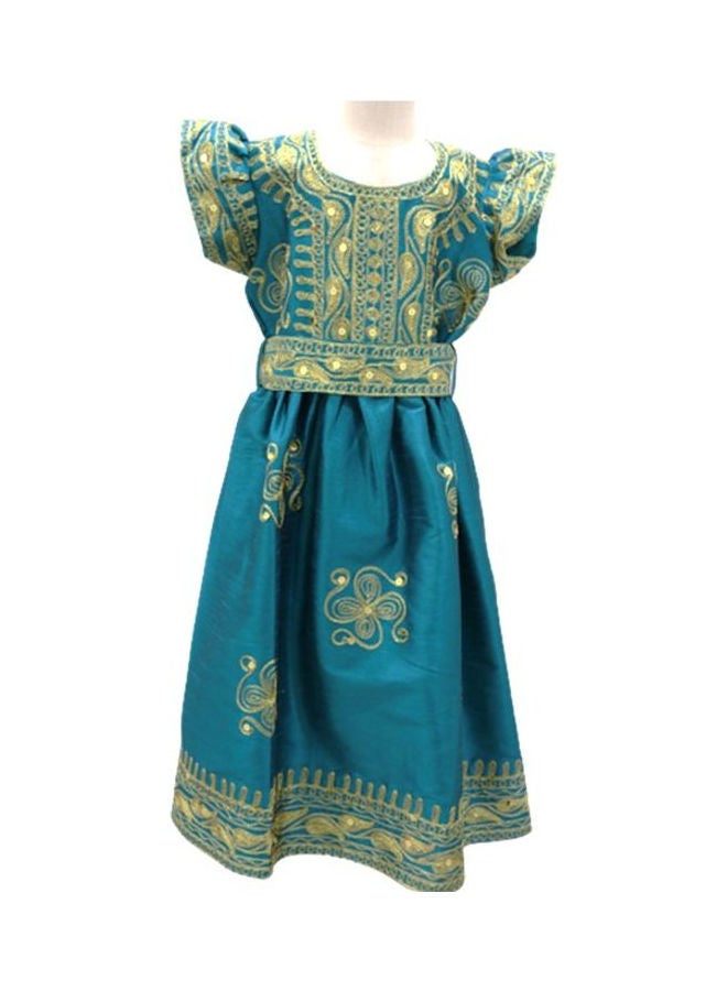 Al Darzy Bahraini Traditional Jalabiya Blue/Gold