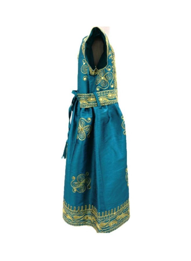 Al Darzy Bahraini Traditional Jalabiya Blue/Gold