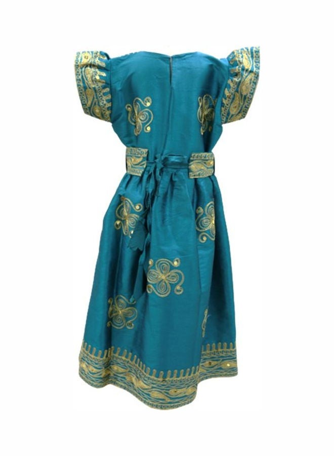 Al Darzy Bahraini Traditional Jalabiya Blue/Gold