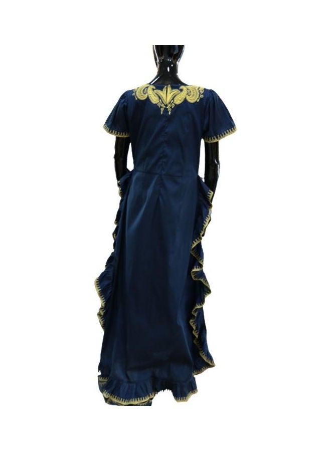 Al Darzy Bahraini Traditional Jalabiya Blue/Gold
