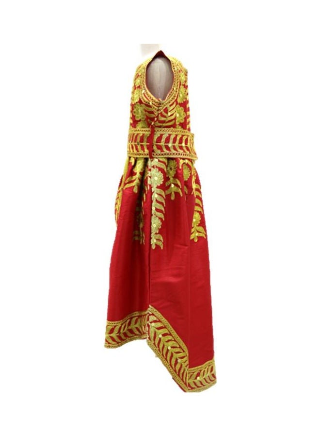 Al Darzy Bahraini Traditional Jalabiya Red/Gold