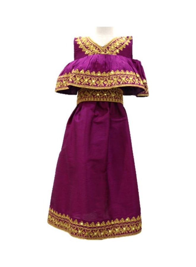 Al Darzy Bahraini Traditional Jalabiya Purple/Gold