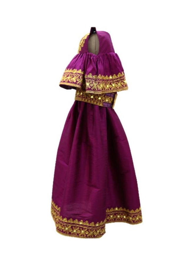 Al Darzy Bahraini Traditional Jalabiya Purple/Gold