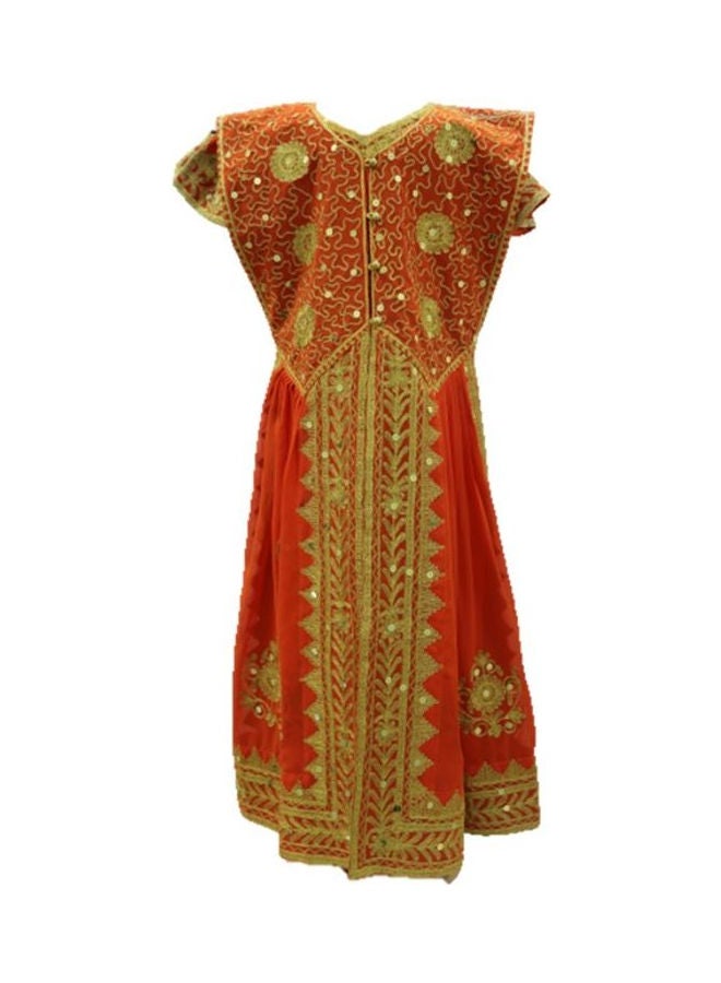 Al Darzy Bahraini Traditional Jalabiya Orange/Gold