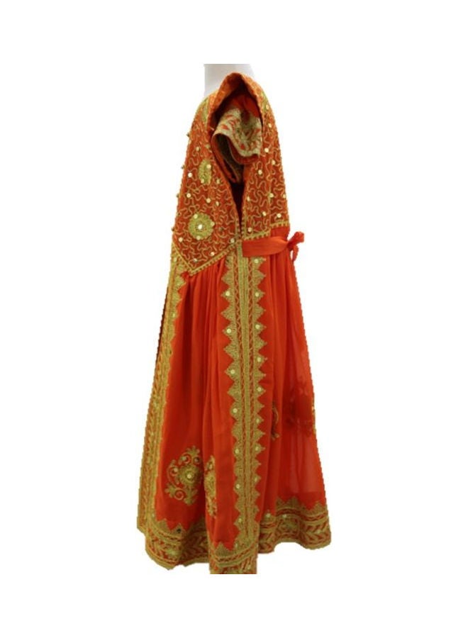 Al Darzy Bahraini Traditional Jalabiya Orange/Gold