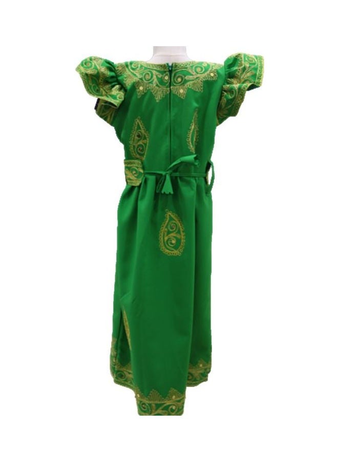 Al Darzy Bahraini Traditional Jalabiya Green/White/Gold