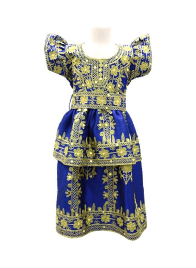 Al Darzy Bahraini Traditional Jalabiya Blue/Gold