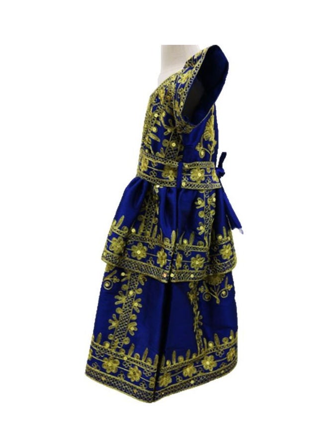 Al Darzy Bahraini Traditional Jalabiya Blue/Gold