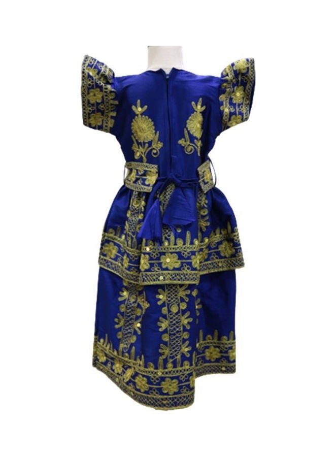 Al Darzy Bahraini Traditional Jalabiya Blue/Gold