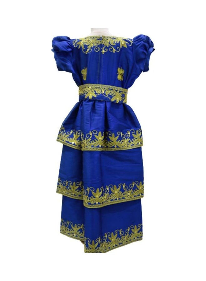 Al Darzy Bahraini Traditional Jalabiya Royal Blue/Gold