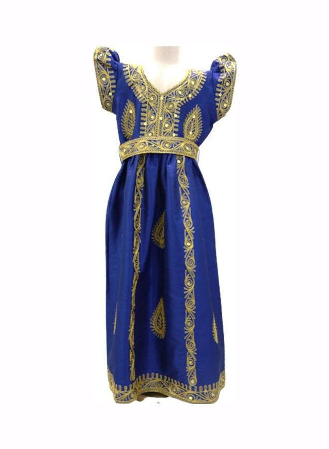 Al Darzy Bahraini Traditional Jalabiya Royal Blue/Gold