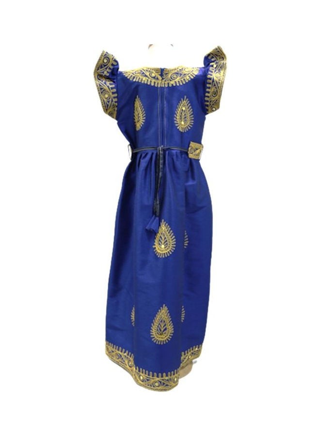 Al Darzy Bahraini Traditional Jalabiya Royal Blue/Gold