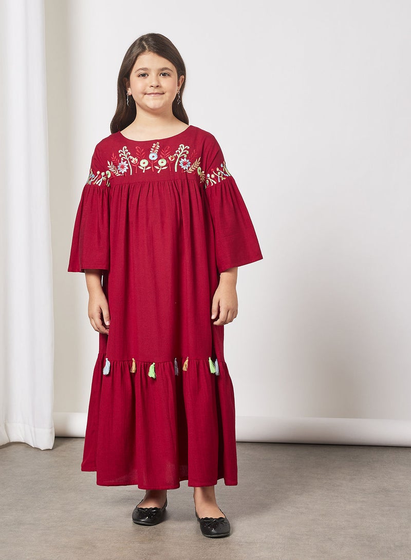 Kids Embroidered Tassel Detail Jalabiya