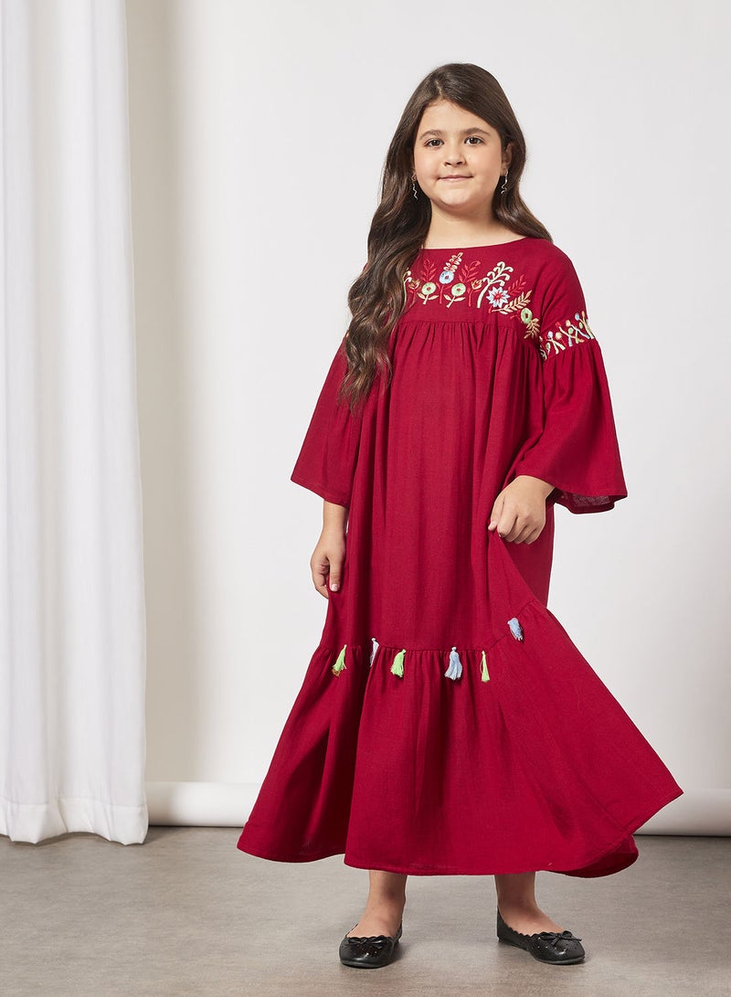 Kids Embroidered Tassel Detail Jalabiya