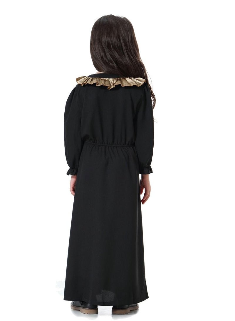 Girl's V Neck Maxi Dress Black/Gold