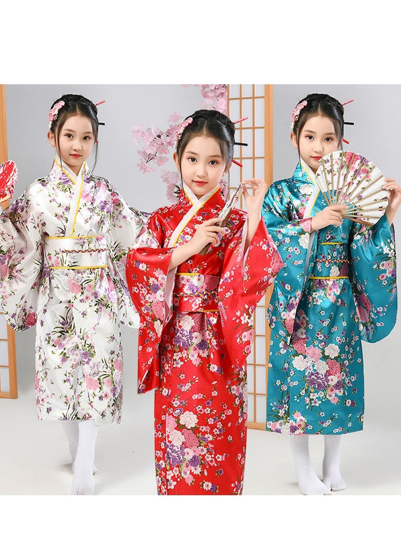 Al Aoyama Japanese Costume Girl Deluxe Blossom Kimono Yukata Robe with OBI Belt Party  Fancy Dress