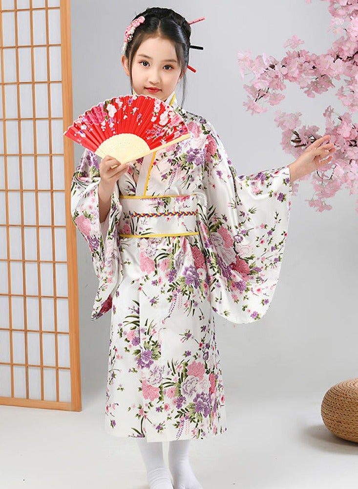 Al Aoyama Japanese Costume Girl Deluxe Blossom Kimono Yukata Robe with OBI Belt Party  Fancy Dress