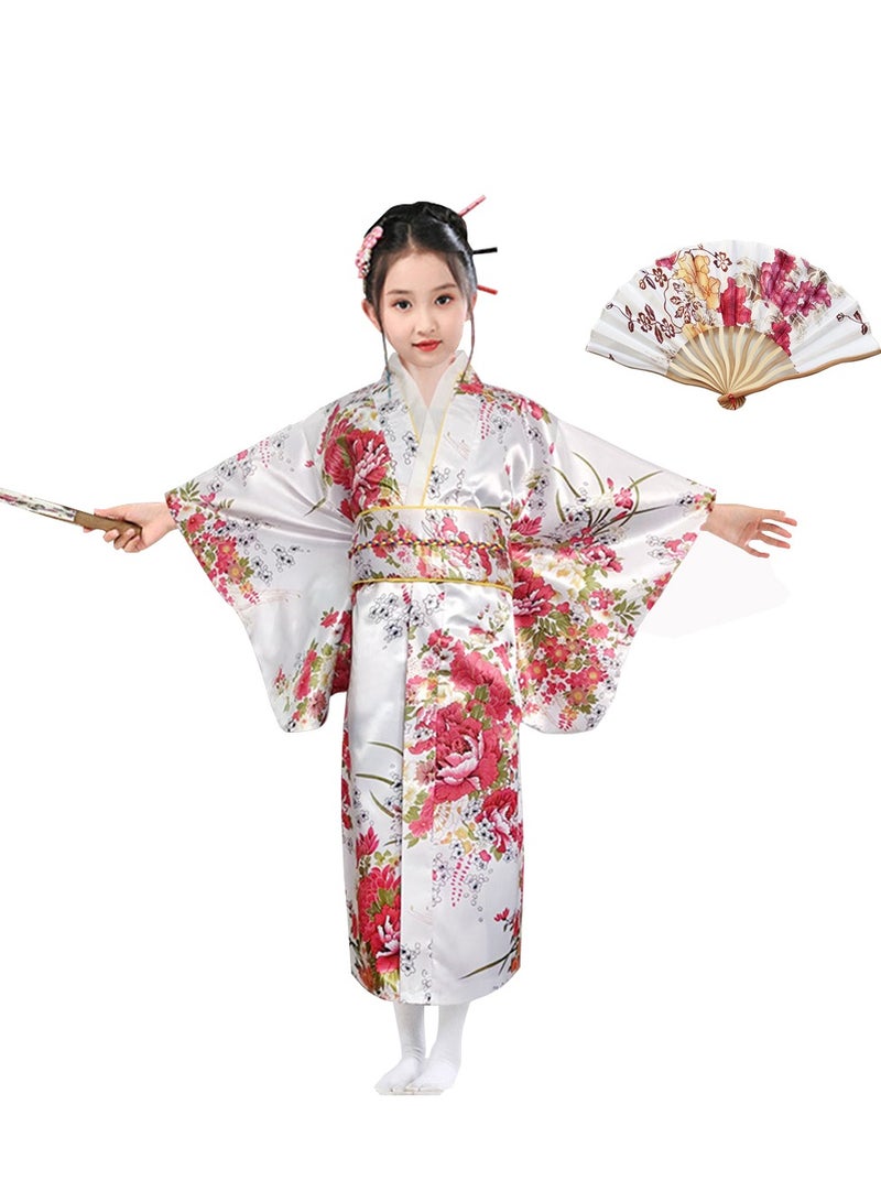 Al Aoyama Japanese Costume Girl Deluxe Blossom Kimono Yukata Robe with OBI Belt Party  Fancy Dress