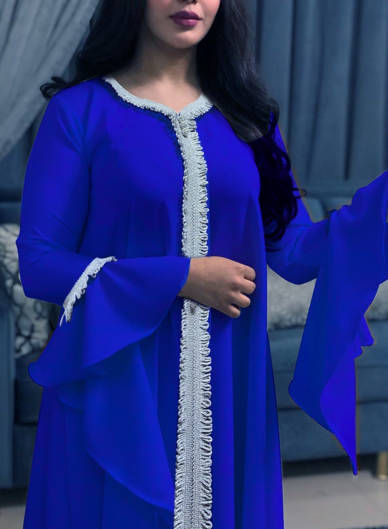 Best Gift Jalabiya Kaftan Dress For Women Blue Color