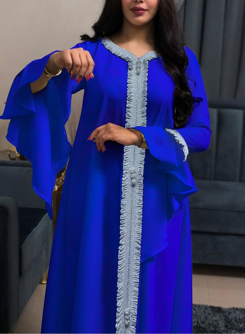 Best Gift Jalabiya Kaftan Dress For Women Blue Color