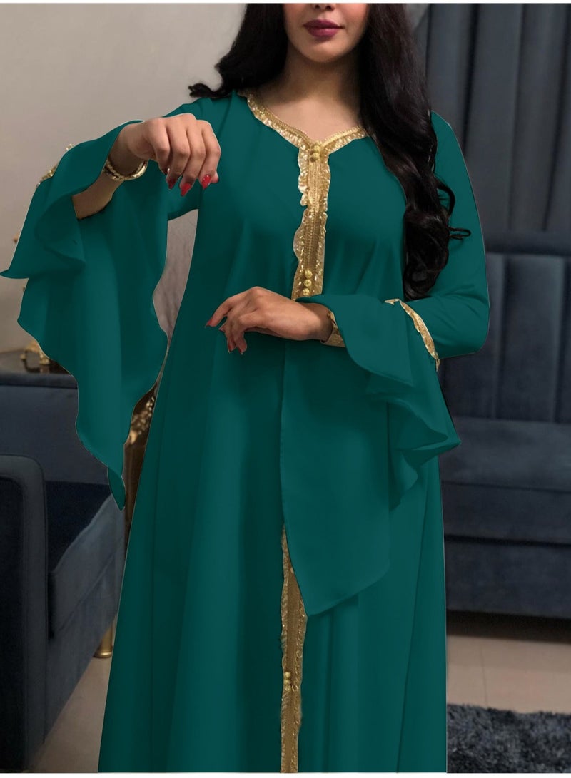 Best Gift Jalabiya Kaftan Dress For Women Green Color