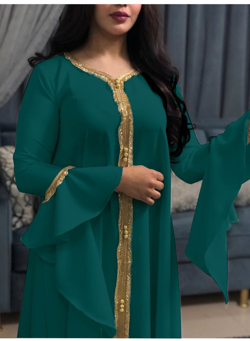 Best Gift Jalabiya Kaftan Dress For Women Green Color