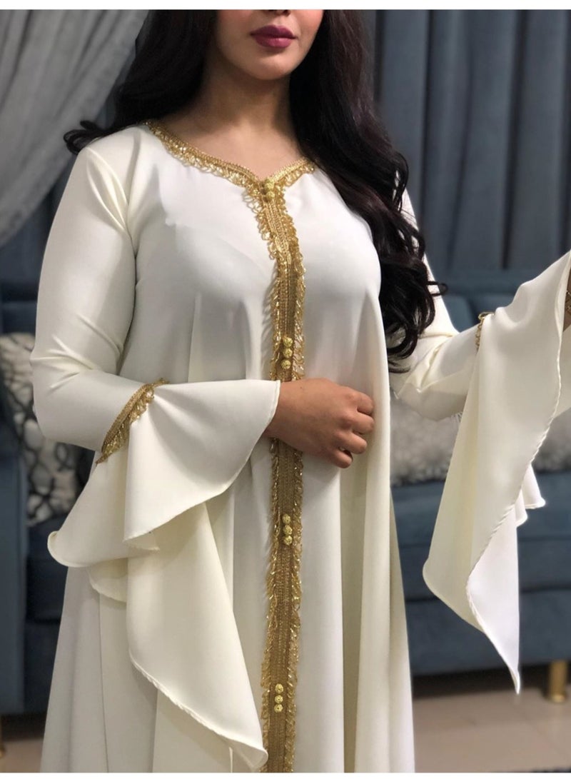 Best Gift Jalabiya Kaftan Dress For Women White Color