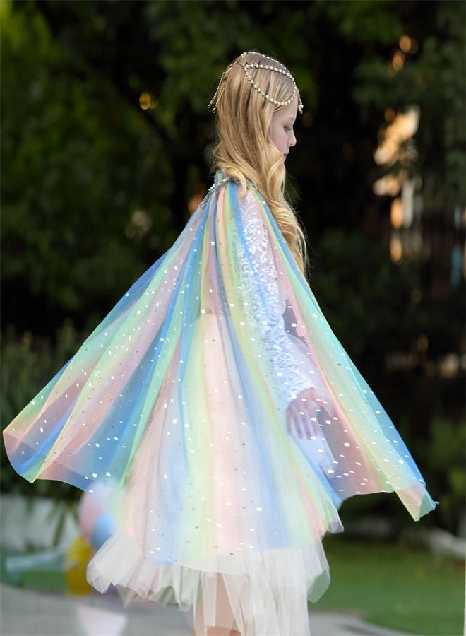 Girl Princess Draped In a Veil And Draped With a Aloak Multicolour