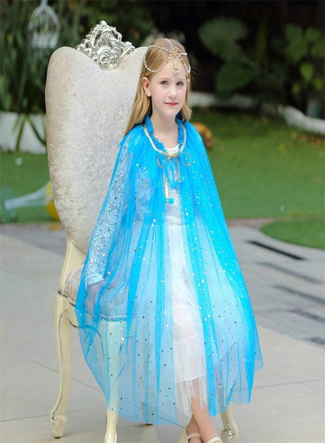 Girl Princess Draped In a Veil And Draped With a Aloak Blue