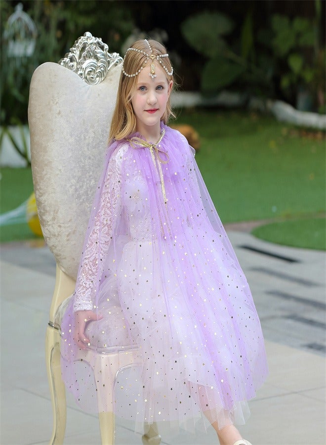 Girl Princess Draped In a Veil And Draped With a Aloak Purple