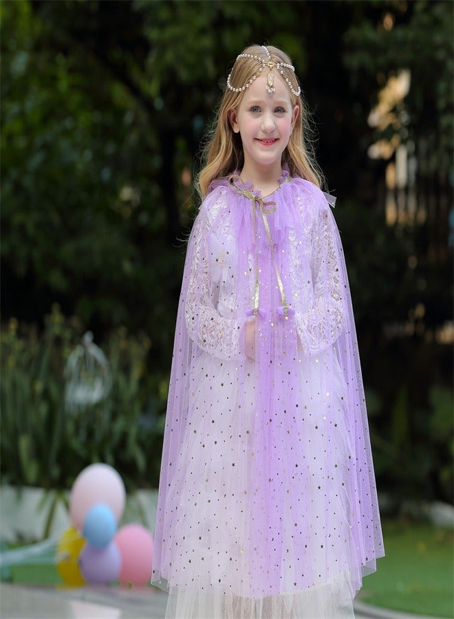 Girl Princess Draped In a Veil And Draped With a Aloak Purple