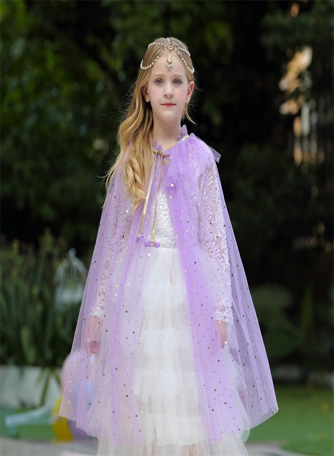 Girl Princess Draped In a Veil And Draped With a Aloak Purple