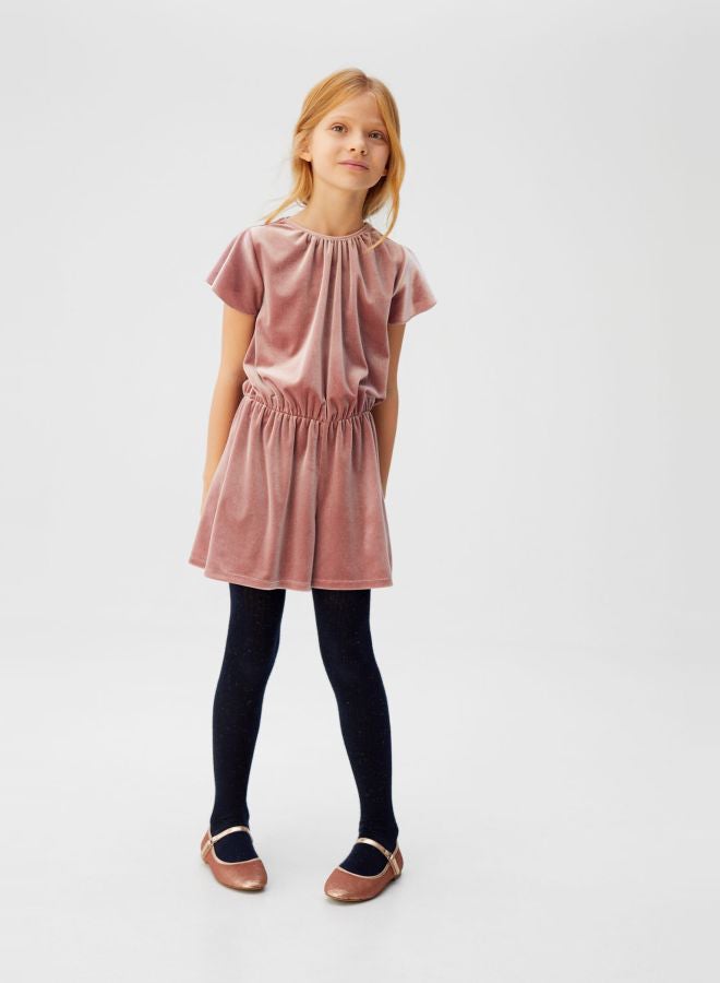 Girls Velvet Playsuit Pink