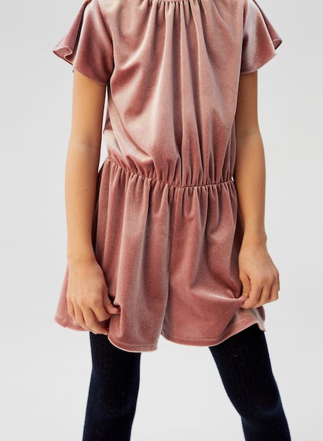 Girls Velvet Playsuit Pink