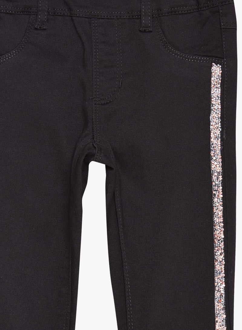 Girls Embellished Jeggings Black