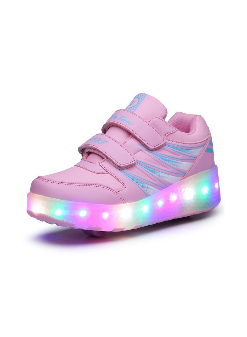 LED Light Up Roller Skates Wheel Shoes for Kids Pink
