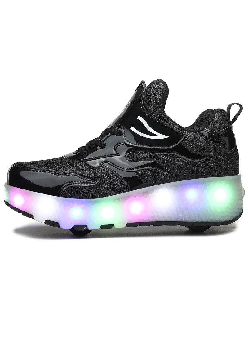 LED Light Up Roller Skates Wheel Shoes for Kids Black