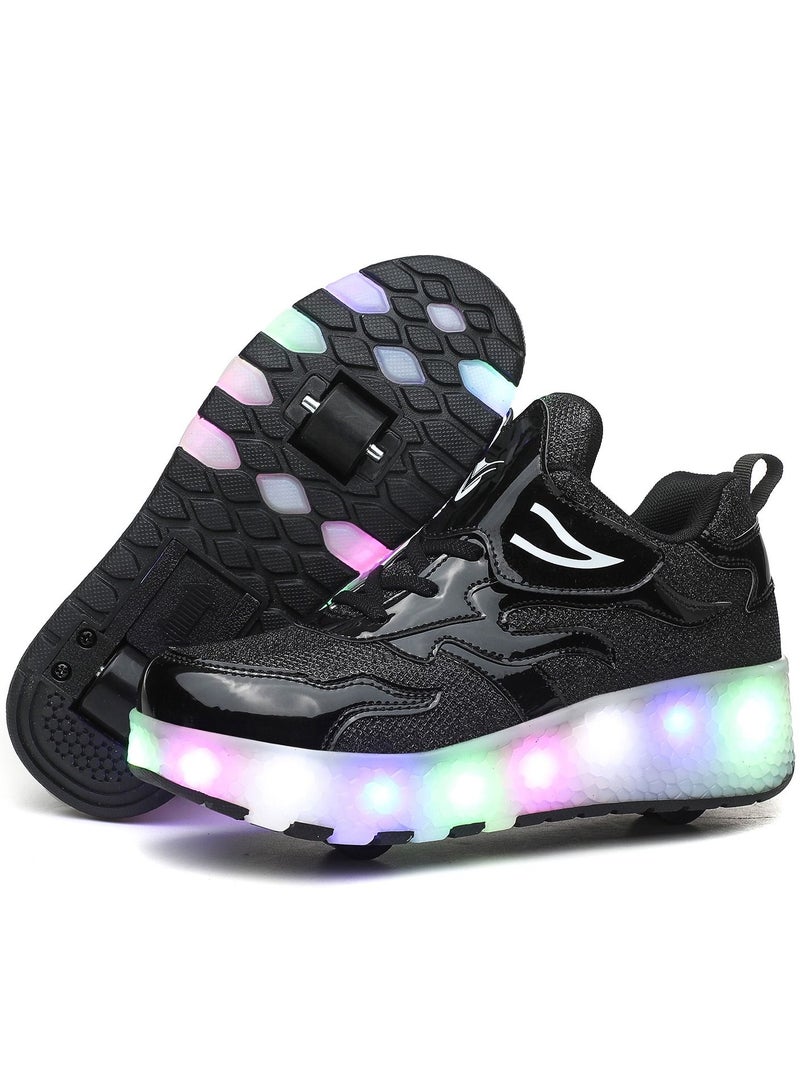 LED Light Up Roller Skates Wheel Shoes for Kids Black