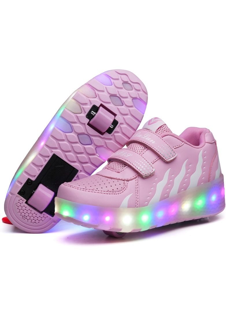 LED Light Up Roller Skates Wheel Shoes for Kids Pink