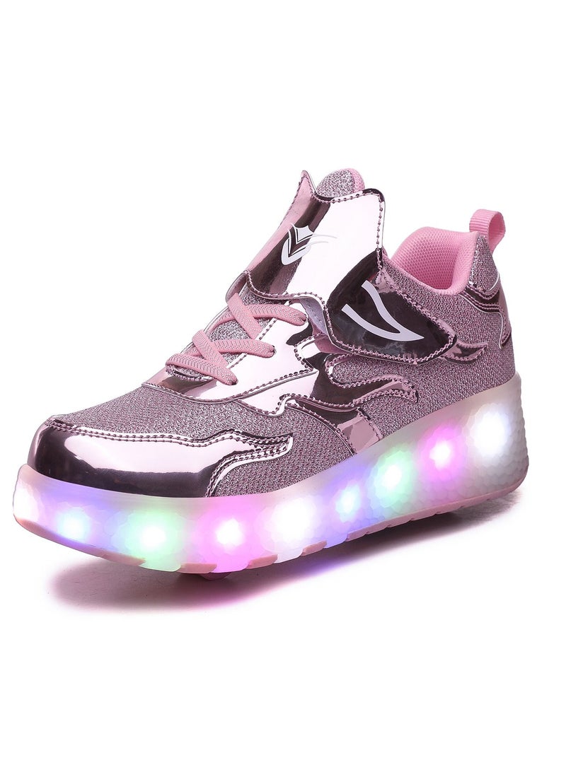 LED Light Up Roller Skates Wheel Shoes for Kids Pink
