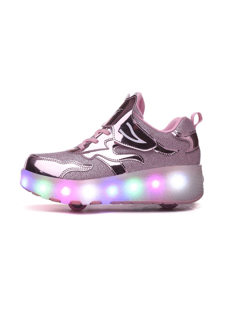 LED Light Up Roller Skates Wheel Shoes for Kids Pink